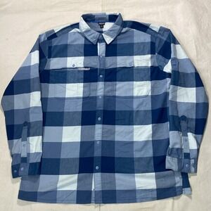 Patagonia Early Rise Stretch Long Sleeve Button Snap Blue Shirt Men's Size XXL